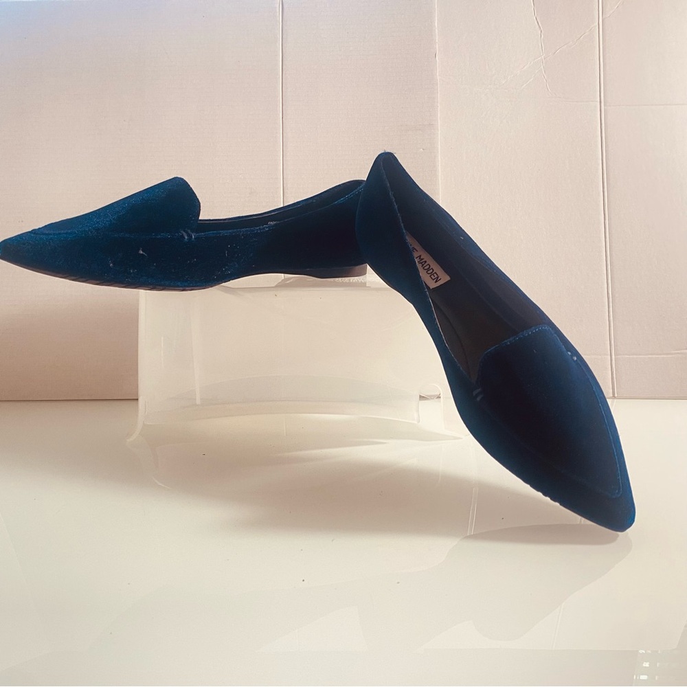 Elegant Blue Velvet Women's Loafers
